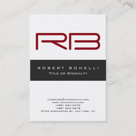 Chubby Red Monogram Grau White Business Card Visitenkarte (Vorderseite)