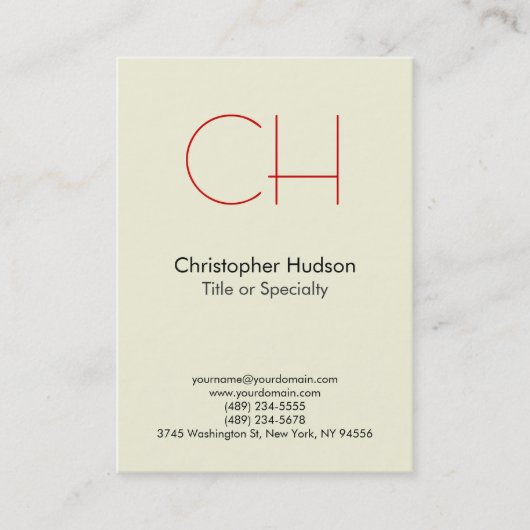 Chubby Red Trendy Modern Monogram Business Card Visitenkarte (Vorderseite)