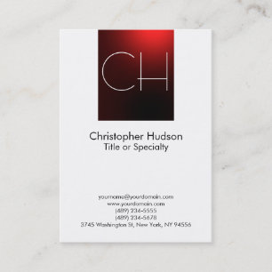 Chubby Red White Monogram Business Card Visitenkarte