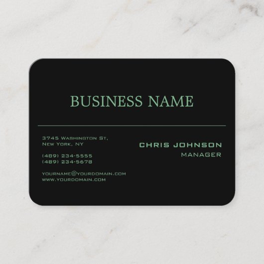 Chubby Round Corner Green Rich Black Business Card Visitenkarte (Vorderseite)