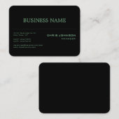 Chubby Round Corner Green Rich Black Business Card Visitenkarte (Vorne/Hinten)