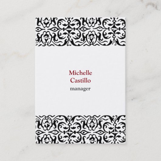 Chubby Schwarz-weiß Classic Verziert Beruflich Visitenkarte (Vorderseite)