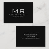 Chubby Schwarz-weiß Grau Monogram Business Card Visitenkarte (Vorne/Hinten)