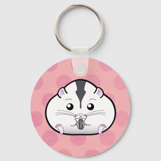 Chubby Semi White Russian Zwarf Hamster Schlüsselanhänger (Vorderseite)