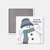 Chubby Snowman mit Fun Sprichwort Magnet (Vorderseite/Rückseite)