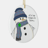 Chubby Snowman mit Sprichwort Keramik Ornament (Rechts)