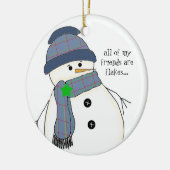 Chubby Snowman mit Sprichwort Keramik Ornament (Links)
