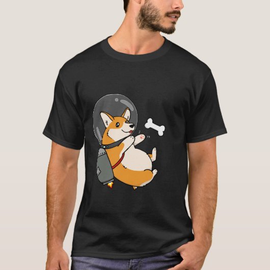 Chubby Space Jetpack Corgi T-Shirt (Vorderseite)