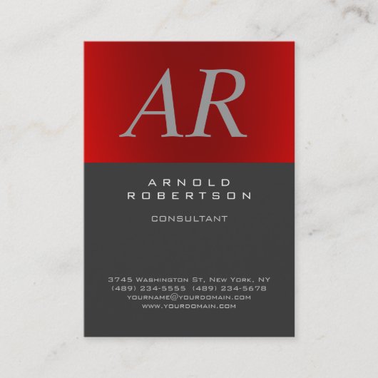 Chubby Style Italia Gray Monogram Business Card Visitenkarte (Vorderseite)