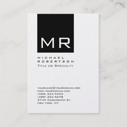 Chubby Stylish Black Monogram Business Card Visitenkarte (Vorderseite)