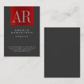 Chubby Stylish Gray Red Monogram Business Card Visitenkarte (Vorne/Hinten)