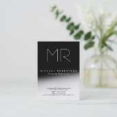 Chubby Stylish Monogram Black Gray Business Card Visitenkarte (Stehend Vorderseite)