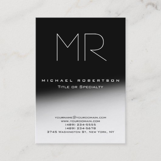 Chubby Stylish Monogram Black Gray Business Card Visitenkarte (Vorderseite)