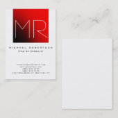 Chubby Stylish Monogram White Red Business Card Visitenkarte (Vorne/Hinten)