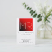 Chubby Stylish Monogram White Red Business Card Visitenkarte (Stehend Vorderseite)