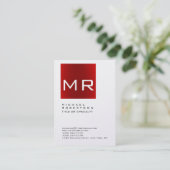 Chubby Stylish Red Monogram Business Card Visitenkarte (Stehend Vorderseite)