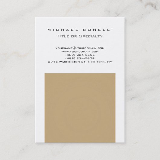 Chubby Trendy Beige White Chic Business Card Visitenkarte (Vorderseite)