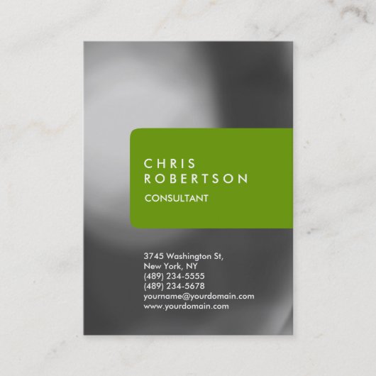Chubby Trendy Gray Muster Green Business Card Visitenkarte (Vorderseite)