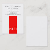 Chubby Trendy Monogram White Red Business Card Visitenkarte (Vorne/Hinten)