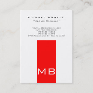 Chubby Trendy Monogram White Red Business Card Visitenkarte