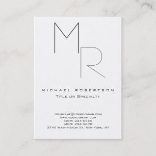 Chubby Trendy Monogram White Schlicht Business Car Visitenkarte