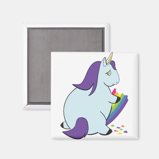 Chubby Unicorn Eating Rainbow Magnet (Vorderseite/Rückseite)