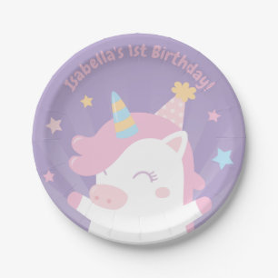 Chubby Unicorn Girl First Birthday Party Teller
