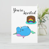Chubby Unicorn Party Einladung (Stehend Vorderseite)