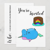 Chubby Unicorn Party Einladung (Vorne/Hinten)