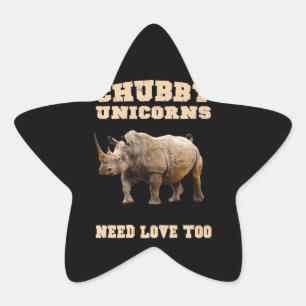 Chubby Unicorns brauchen Liebe zu Rhino Stern-Aufkleber