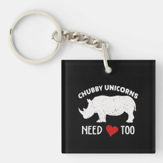 Chubby Unicorns braucht Liebe zu Rhino Rhinoceros  Schlüsselanhänger