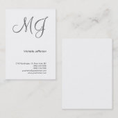 Chubby Unique Monogram White Gray Business Card Visitenkarte (Vorne/Hinten)