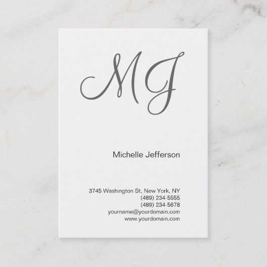 Chubby Unique Monogram White Gray Business Card Visitenkarte (Vorderseite)