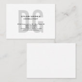 Chubby Unique Original Grau Monogramm weiß Visitenkarte (Vorne/Hinten)