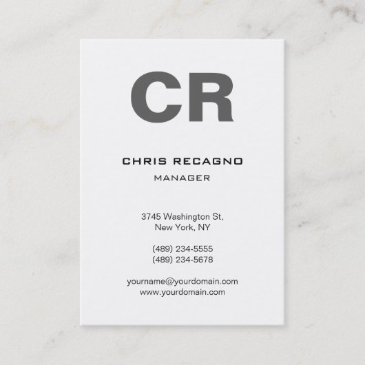 Chubby Vertical Gray White Business Card Visitenkarte (Vorderseite)