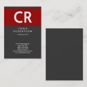 Chubby Vertical Red Gray Monogram Business Card Visitenkarte (Vorne/Hinten)