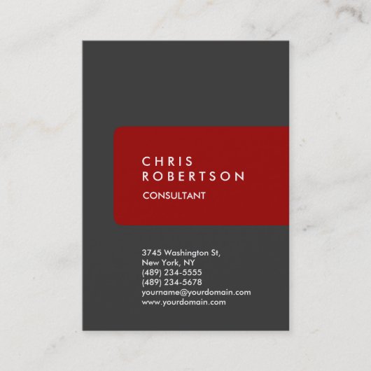 Chubby Vertikal Grau Hintergrund Red Business Card Visitenkarte (Vorderseite)