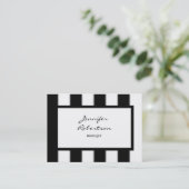 Chubby Vertikale Schwarz-weiße Streifen Schlicht M Visitenkarte (Stehend Vorderseite)