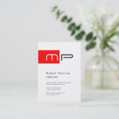 Chubby White Strip Monogram Business Card Visitenkarte (Stehend Vorderseite)