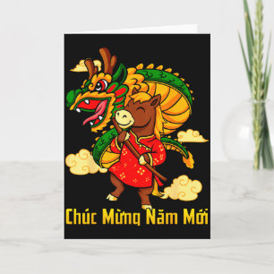 Chuc Mung Nam Moi 2026 Jahr des Pferdes Drache Da Karte