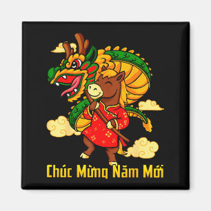Chuc Mung Nam Moi 2026 Jahr des Pferdes Drache Da Magnet