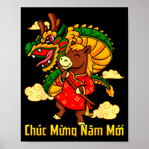 Chuc Mung Nam Moi 2026 Jahr des Pferdes Drache Da Poster