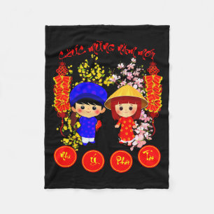 Chuc Mung Nam Moi 2026 Tee Vietnamesisches Neujahr Fleecedecke