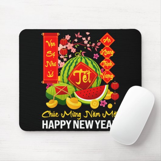 Chuc Mung Nam Moi Happy Lunar New Year Vietnamese Mousepad (Mit Mouse)