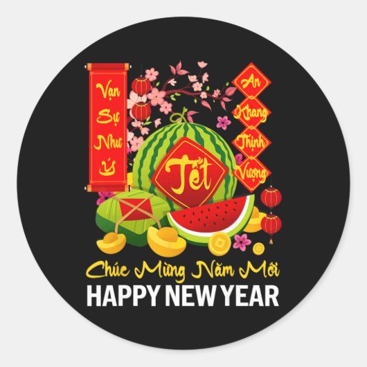 Chuc Mung Nam Moi Happy Lunar New Year Vietnamese  Runder Aufkleber (Vorderseite)