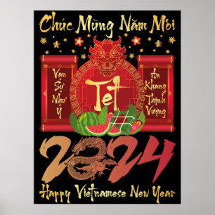 Chuc Mung Nam Moi Happy Vietnamese Neujahr 2024 Poster