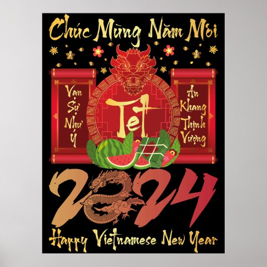 Chuc Mung Nam Moi Happy Vietnamese Neujahr 2024 Poster (Vorne)