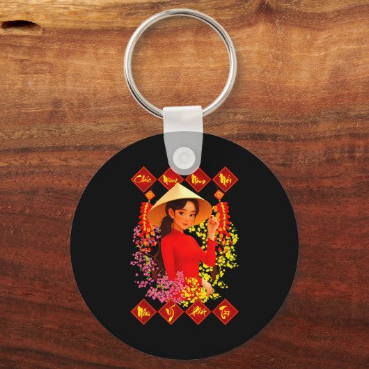 Chuc Mung Nam Moi Tet Binh Ngo 2026 Vietnamese Gir Schlüsselanhänger (Vorderseite)