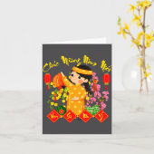 Chuc Mung Nam Moi Vietnamesisches Neujahr Ao Dai Karte (Gelbe Blume)