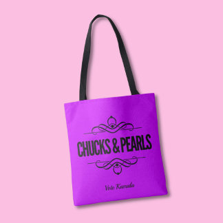 Chucks & Pearls Vote Kamala Lila Tote Bag Tasche